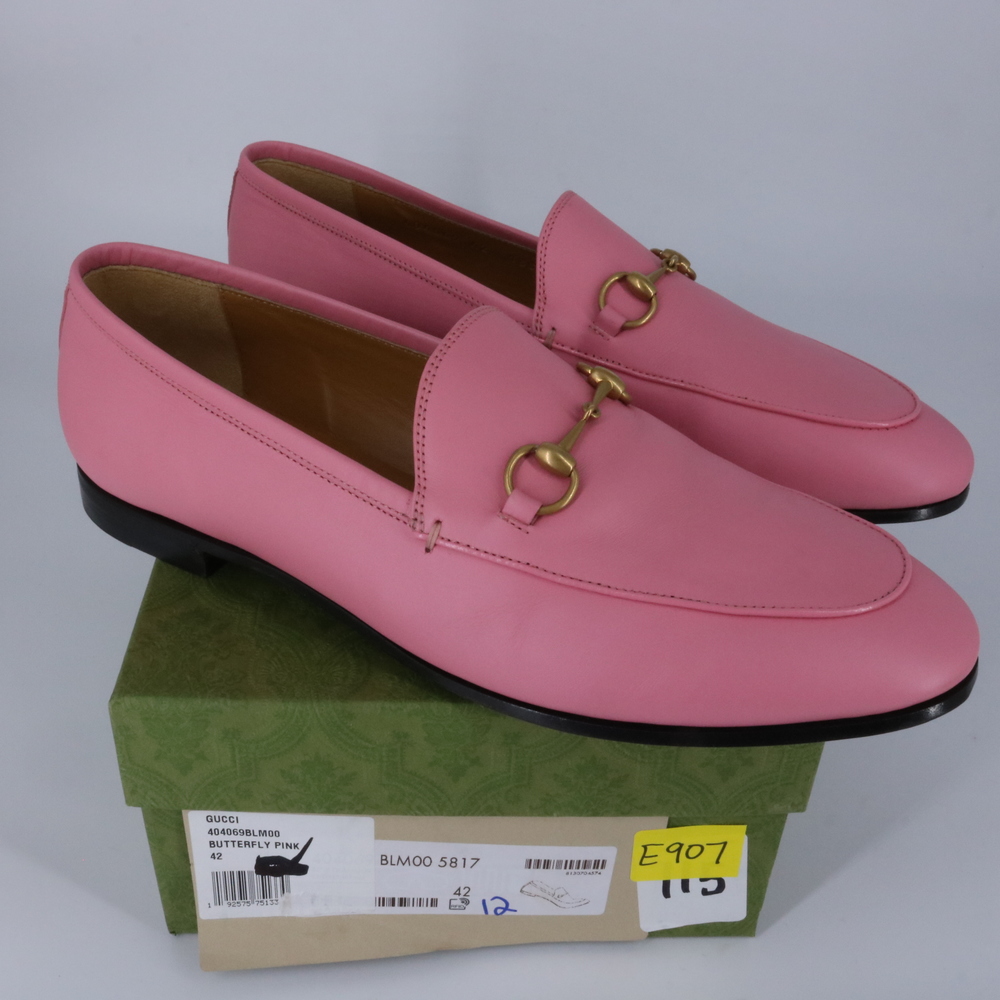 Gucci 42 Butterfly Pink Gold HorseBit Jordaan Loafer Driver E907